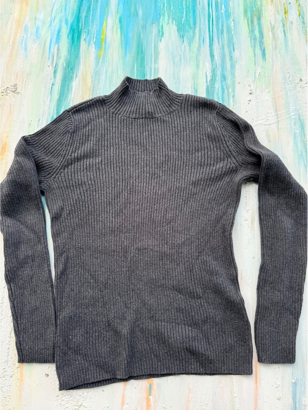 Cozy dark gray mock neck sweater